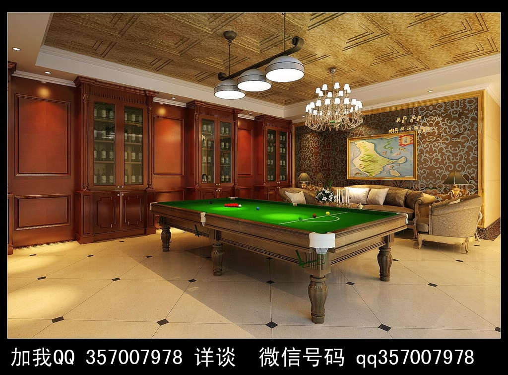 台球室设计效果图案例-室内设计师93的设计师
