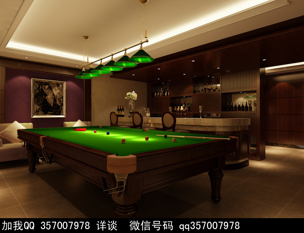 台球室设计效果图案例-室内设计师93的设计师