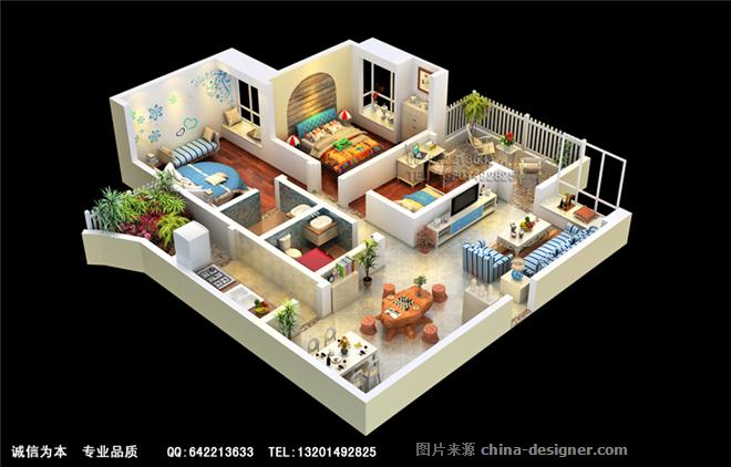3d立体户型图渲染,鸟瞰效果图制作-葛先生的设计师家园-三维户型图