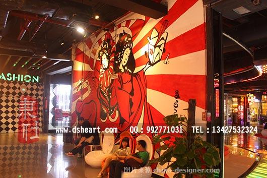 天河寿司餐厅,浮世绘墙绘壁画-东社墙绘的设计师家园-办公楼