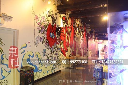 天河寿司餐厅,浮世绘墙绘壁画-东社墙绘的设计师家园-办公楼